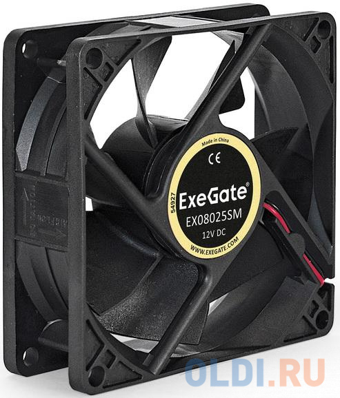 Exegate EX283381RUS Вентилятор ExeGate EX08025SM, 80x80x25 мм, Sleeve bearing (подшипник скольжения), Molex, 2000RPM, 25dBA, размер 80 x 80 мм - фото 1