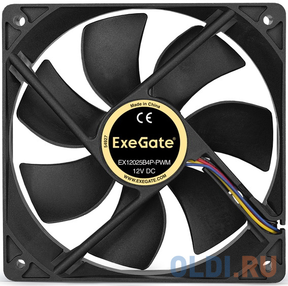 Exegate EX283391RUS Вентилятор ExeGate E12025B4P-PWM, 120x120x25 мм, двойной шарикоподшипник, 4pin, PWM, 22dBA, размер 120 х 120 мм EX12025B4P-PWM - фото 3