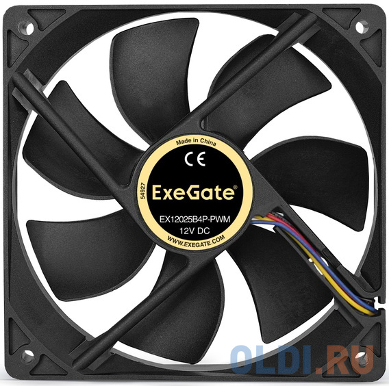 Exegate EX283391RUS Вентилятор ExeGate E12025B4P-PWM, 120x120x25 мм, двойной шарикоподшипник, 4pin, PWM, 22dBA фото