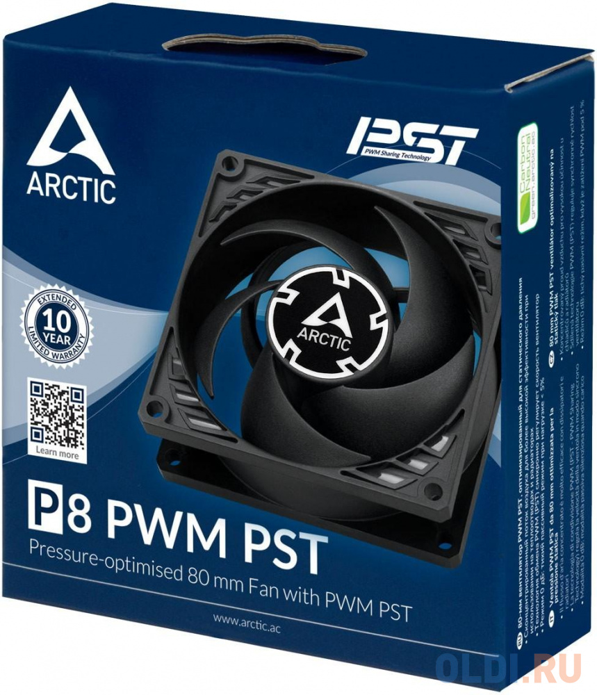Вентилятор корпусной ARCTIC P8 PWM PST (Black/Black) - retail (ACFAN00150A) (702034), размер 80 x 80 мм - фото 3