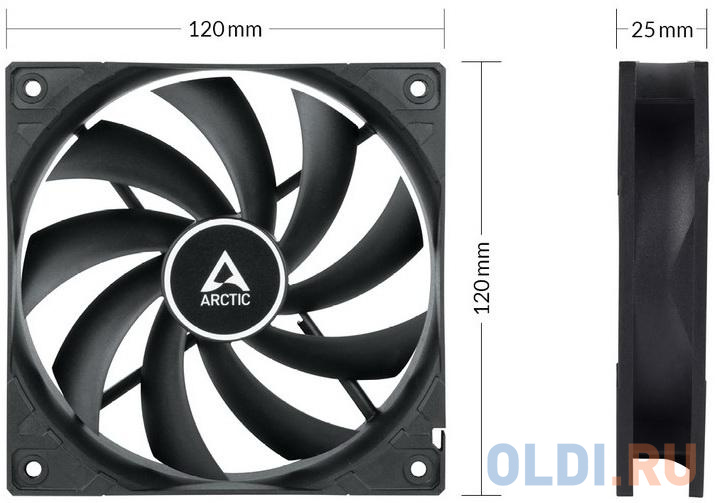 Вентилятор корпусной ARCTIC F12 Black - retail (ACFAN00201A)  (702942), размер 120 х 120 мм - фото 5