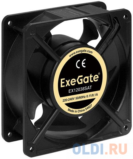 Exegate EX289021RUS Вентилятор 220В ExeGate EX12038SAT (120x120x38 мм, Sleeve bearing (подшипник скольжения), клеммы, 2600RPM, 42dBA) exegate ex281210rus вентилятор exegate mirage s 30x30x10 подшипник скольжения 8000 rpm 23 3pin