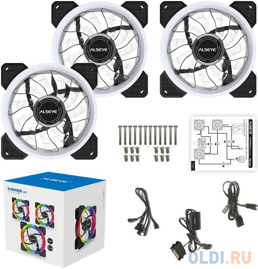 CRLS-300DS 3pcs argb fan kit with controller,2pcs LED strips,size:120*120*25mm,Voltage:12V,Current:0.2A-0.41A,Speed:700-1800RPM±10%,Airflow: 30.4-55.3CFM,Airpressure:1.02-1.52mmh20,Noise:12.2-18.5dBa,Bearing :Hydraulic (871608) {30} - фото 4
