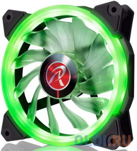 IRIS 12 GREEN 0R400042(Singel LED fan, 1pcs/pack), 12025 LED PWM fan, O-type LED brings visible color & brightness, Anti-vibration rubber pads