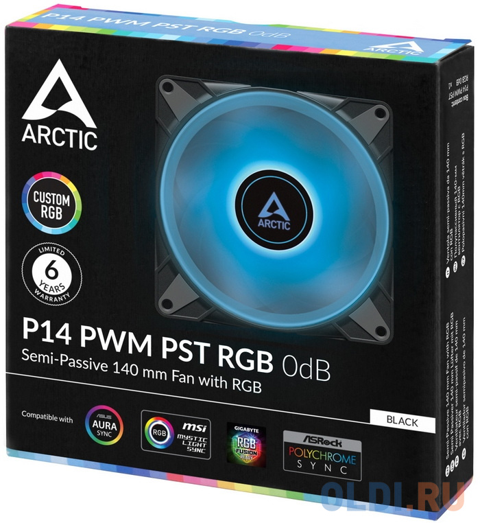 Вентилятор корпусной ARCTIC P14 PWM PST RGB 0dB (Black) - retail (ACFAN00238A) - фото 2