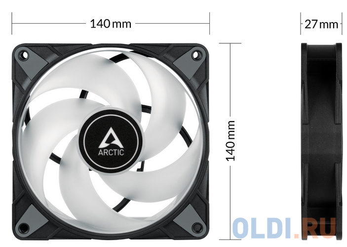 Вентилятор корпусной ARCTIC P14 PWM PST RGB 0dB (Black) - retail (ACFAN00238A) - фото 6