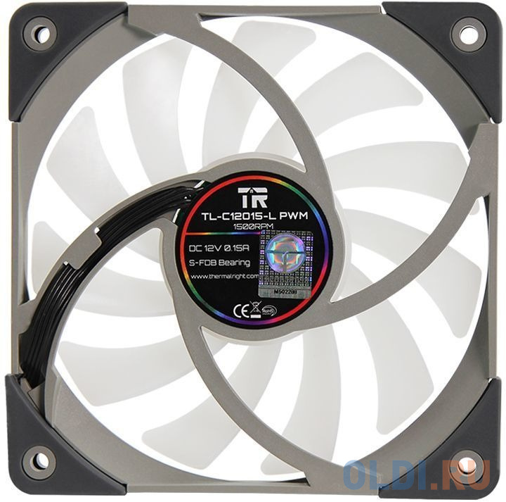 Вентилятор Thermalright TL-C12015L-RGB, 120x120x15 мм, 1500 об/мин, 24 дБА, PWM, RGB подсветка, размер 120 х 120 мм - фото 2