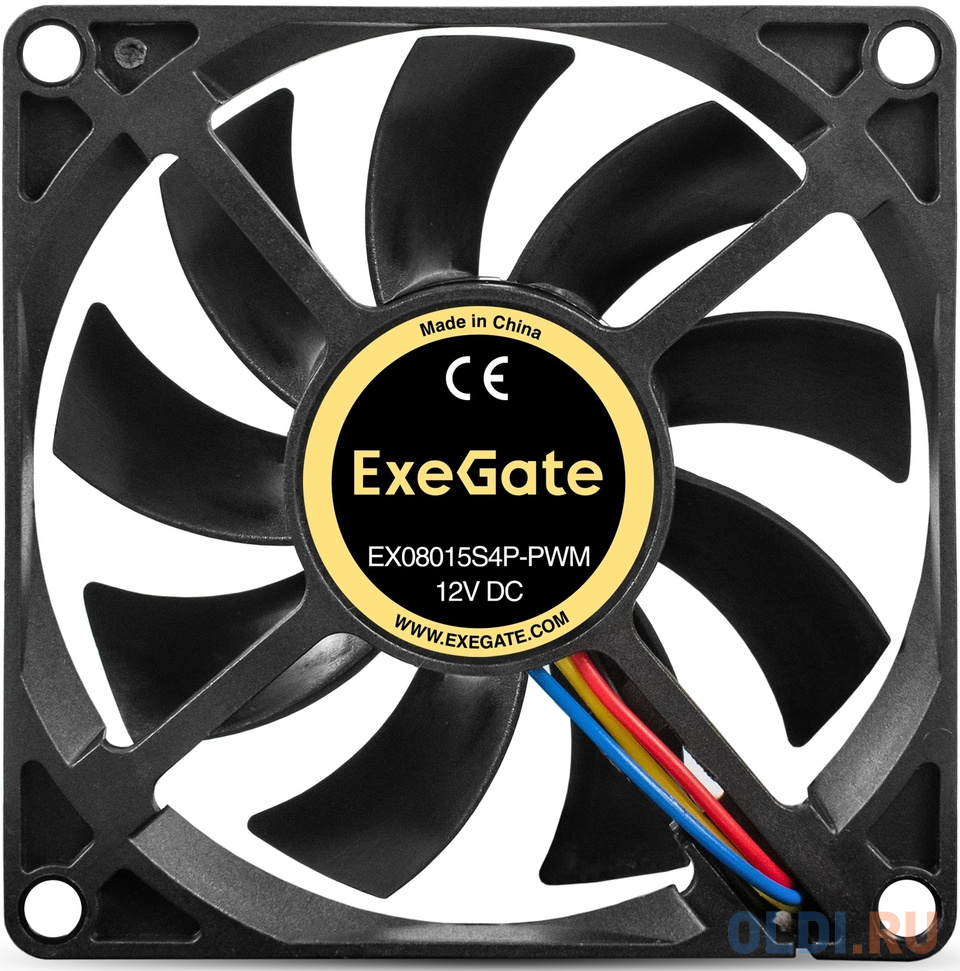 Вентилятор 12В DC ExeGate EX08015S4P-PWM (80x80x15 мм, Sleeve bearing (подшипник скольжения), 4pin, PWM, 25.5dBA) EX295235RUS - фото 2