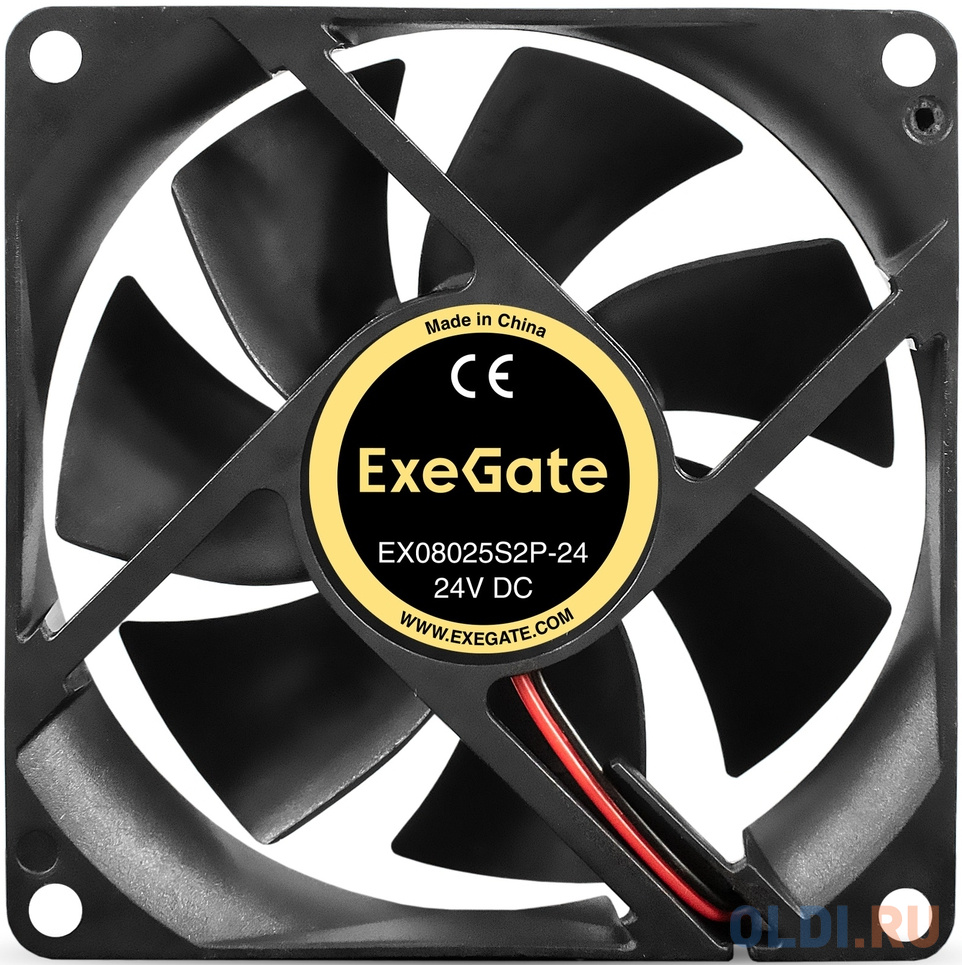 Вентилятор 24B DC ExeGate EX08025S2P-24 (80x80x25 мм, Sleeve bearing (подшипник скольжения), 2pin, 2800RPM, 28dBA) EX295206RUS - фото 2