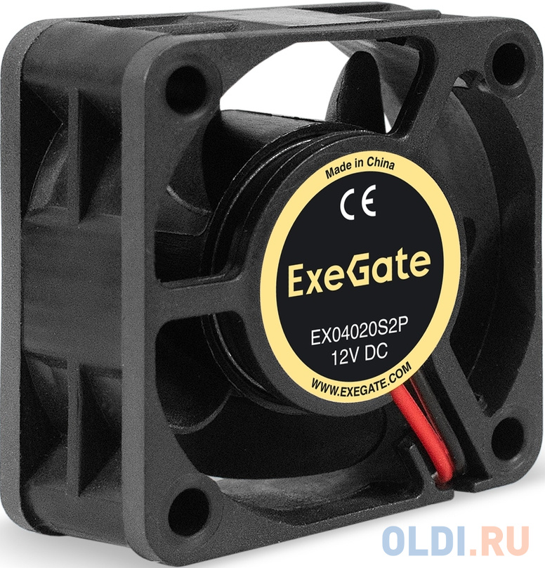 Вентилятор 12В DC ExeGate EX04020S2P (40x40x20 мм, Sleeve bearing (подшипник скольжения), 2pin (разъем 2.54), 6500RPM, 28dBA) EX294955RUS - фото 1