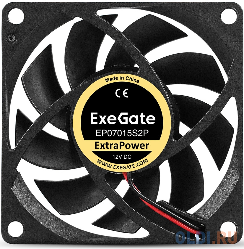 Вентилятор 12В DC ExeGate ExtraPower EP07015S2P (70x70x15 мм, Sleeve bearing (подшипник скольжения), 2pin, 3000RPM, 27dBA) EX295231RUS - фото 2
