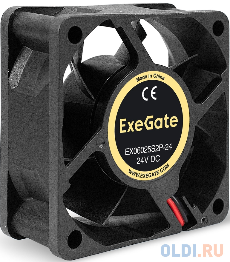 Вентилятор 24В DC ExeGate EX06025S2P-24 (60x60x25 мм, Sleeve bearing (подшипник скольжения), 2pin, 5000RPM, 34.5dBA) EX295204RUS - фото 1