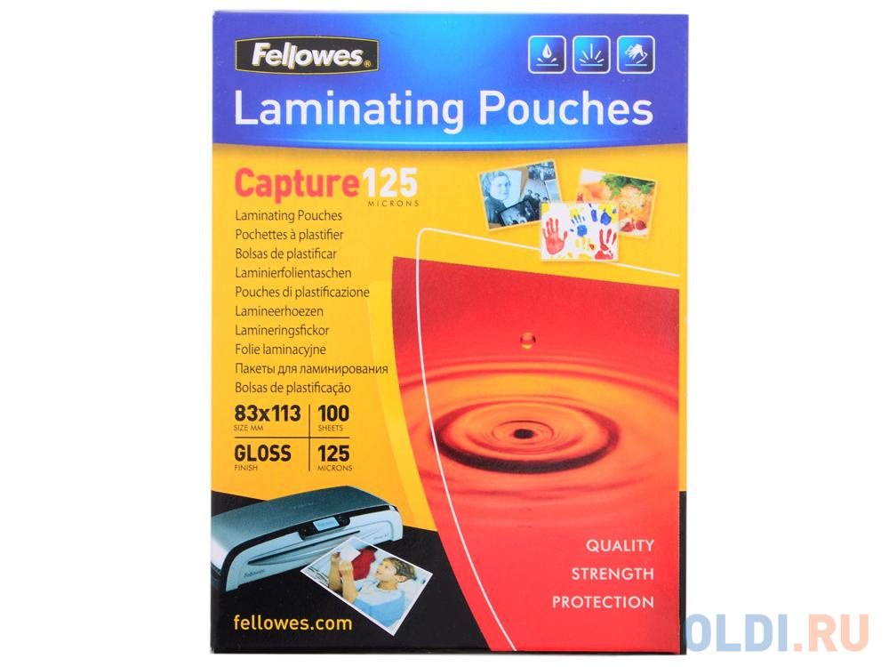 Пленка для ламинирования Fellowes 83x113 мм, 125 мкм, 100 шт., шт (FS-53071) пленка для ламинирования fellowes fs 53510 a5 100мкм 100шт глянцевая