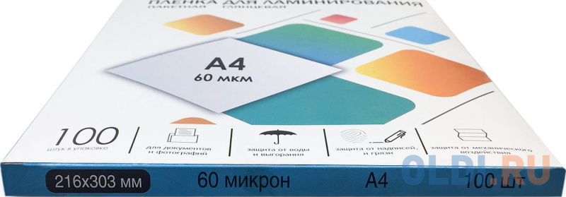 Пленка для ламинирования A4, 216х303 (60 мкм) глянцевая 100шт, ГЕЛЕОС [LPA4-60] фото