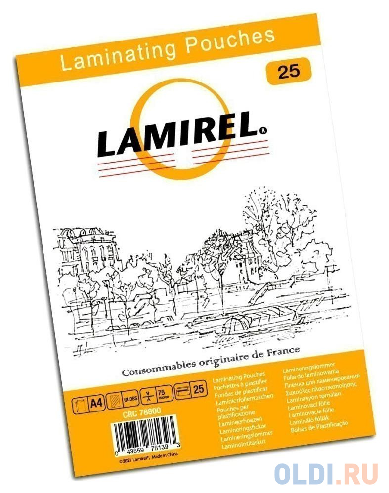 Пленка для ламинирования Fellowes 75мкм A4 (25шт) глянцевая 216x303мм Lamirel (LA-78800)