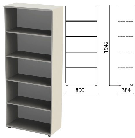 

Шкаф (стеллаж) "Этюд", 800х384х1942 мм, 4 полки, серый, 399999-03