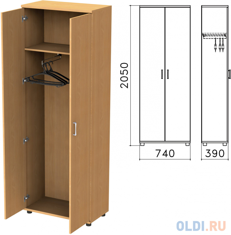 Шкаф для одежды "Монолит", 740х390х2050 мм, цвет бук бавария, ШМ49.1