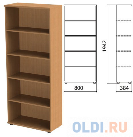 

Шкаф (стеллаж) "Этюд", 800х384х1942 мм, 4 полки, бук бавария, 399999-55