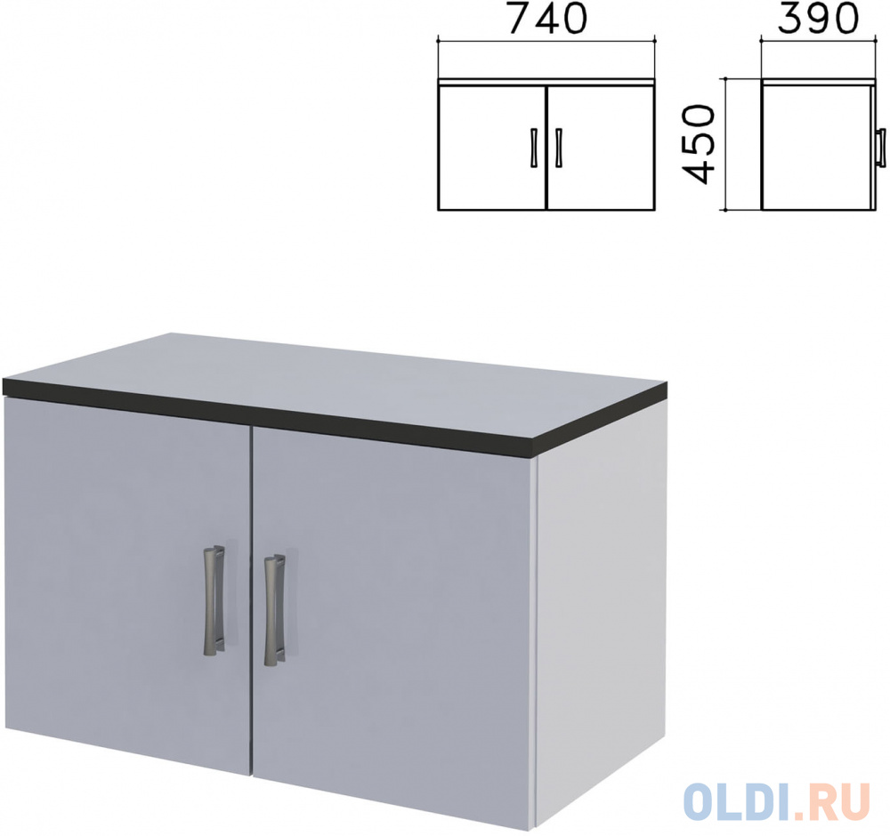 Шкаф-антресоль "Монолит", 740х390х450 мм, цвет серый, АМ01.11