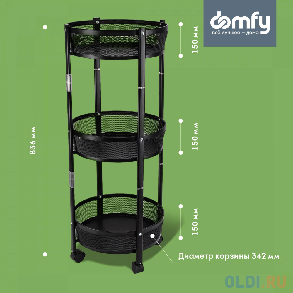 Этажерка Domfy DHC-FC30862 34.2x34.2x83.6см d=34.2см черный Вид№9