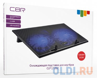 CBR CLP 17202, Подставка для ноутбука до 17", 390x270x25 мм, с охлаждением, 2xUSB, вентиляторы 2х150 мм, 20 CFM, LED-подсветка, материал металл/п фото