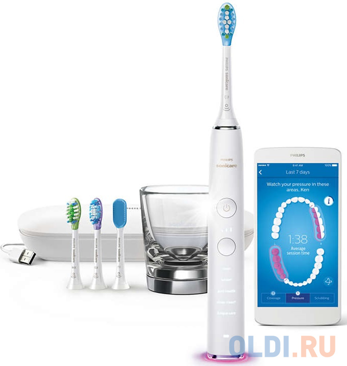 

Зубная щетка электрическая Philips Sonicare DiamondClean Smart HX9924/07 белый