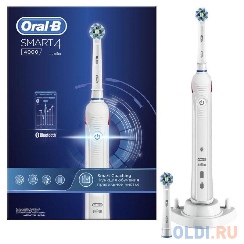 

Зубная щетка электрическая Oral-B Smart 4 4000 белый D601.524.3