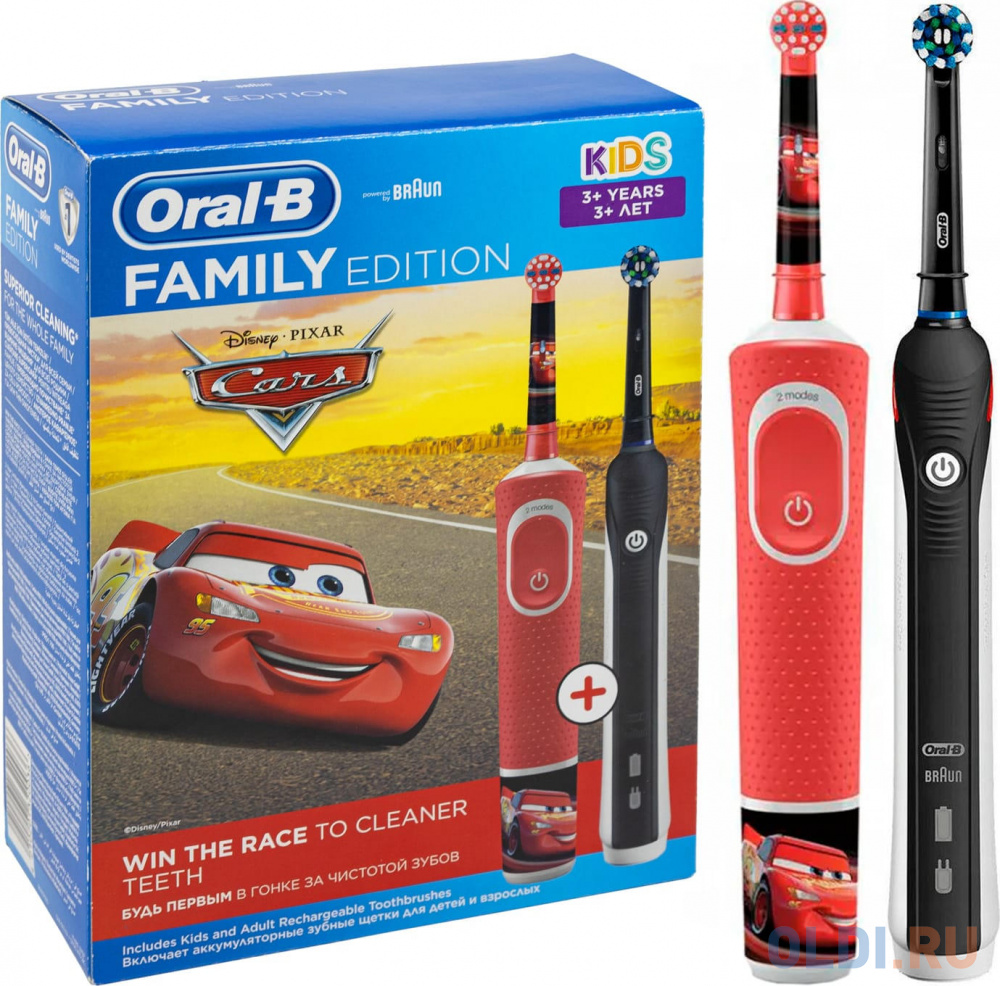 Набор электрических зубных щеток Oral-B Family Edition Pro 1 700+Kids Cars черный/красный