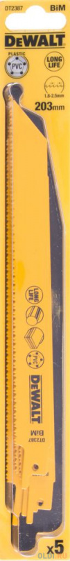 

Полотна для сабельной пилы DeWALT DT2387-QZ биметаллические универсальные S 1122 VF 5шт.