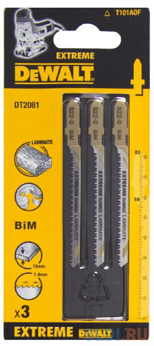 

Пилки для лобзика DeWALT DT2081-QZ по ламинату BIM EXTREME T 101 AOF, 3шт.