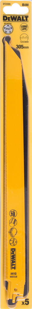 

Полотно д/сабельн.пил BiM унив.305х1.8/2.5ммS1222VF,5шт DeWalt, шт