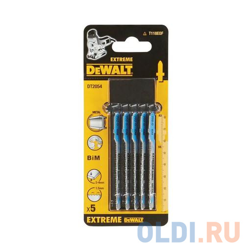 

Пилка д/лобзика DEWALT DT2054-QZ BIM EXTREME. Криволинейный пропил. 82x55x1.5x4 мм, T118EOF 5шт