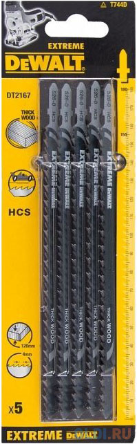 

Пилки для лобзика DeWALT DT2167-QZ по дереву HCS T 744 D, 5шт.