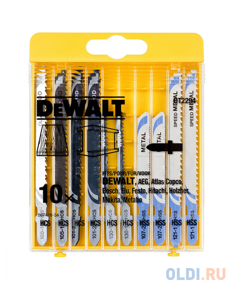 

Набор пилок DeWALT DT2294-QZ по дереву/металлу HCS/HSS (10шт.)