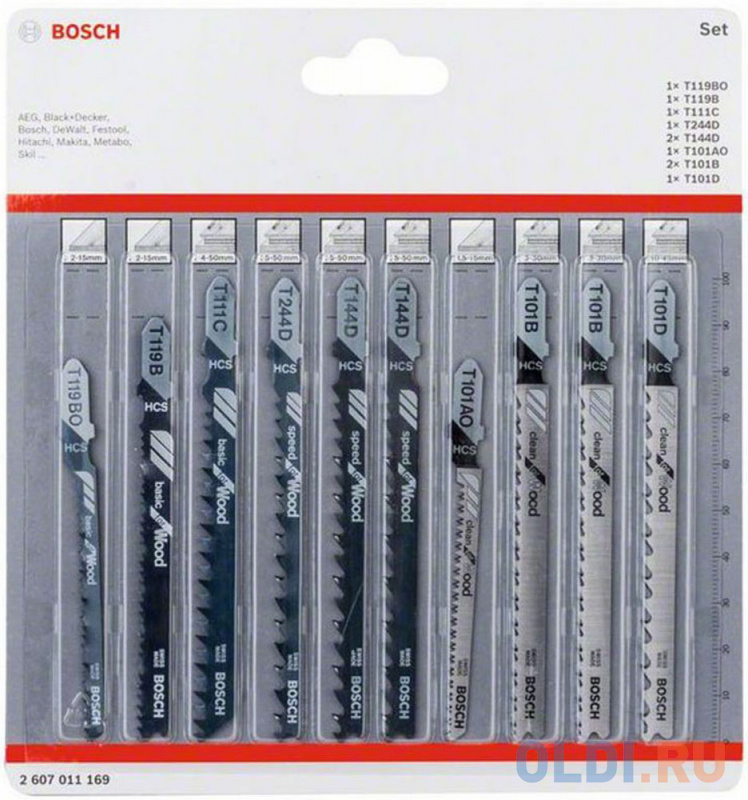 

Набор пилок BOSCH 2607011169 лобзиковых 10шт wood