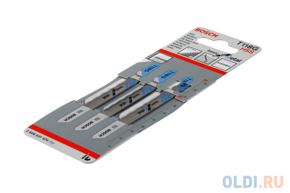 

Пилка для лобзика BOSCH T118G (2.608.631.674) металл, 92мм, шаг 0.7, HSS, 3шт