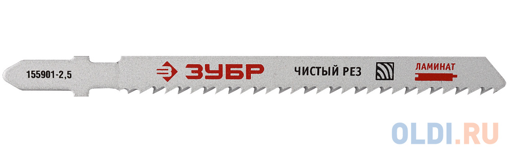 Полотна ЗУБР "ЭКСПЕРТ", T101BF, для эл/лобзика, Би-металл, по дереву, EU-хвостовик, шаг 2,5мм, 75мм, 3шт 155901-2.5 - фото 1