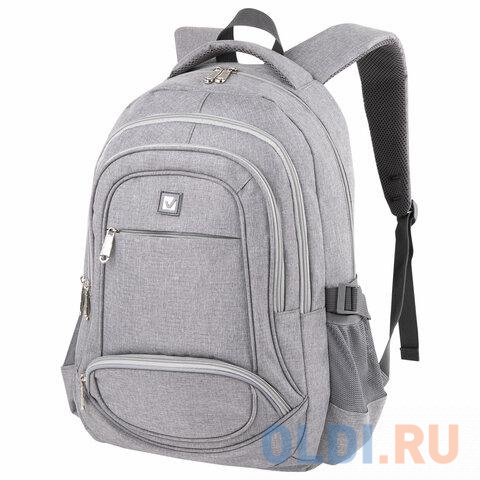 Рюкзак BRAUBERG универсальный, 3 отделения, светло-серый, 46х31х18 см, 270762 рюкзак для ноутбука 15 6 sumdex pon 263gy полиэстер серый