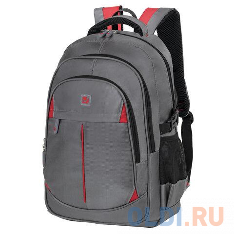 

Рюкзак BRAUBERG TITANIUM универсальный, серый, красные вставки, 45х28х18см, 270767
