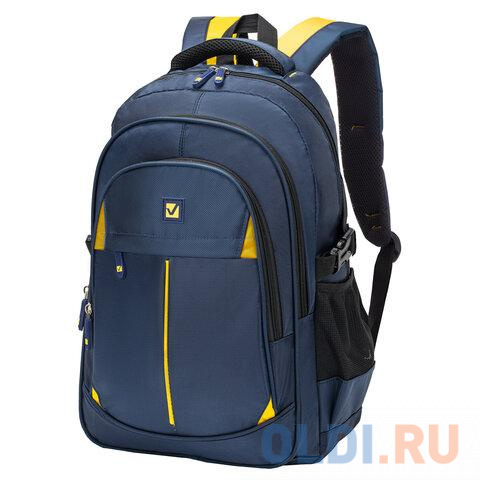Рюкзак BRAUBERG TITANIUM универсальный, синий, желтые вставки, 45х28х18см, 270768 рюкзак brauberg positive универсальный потайной карман   and white 42х28х14 см 270777