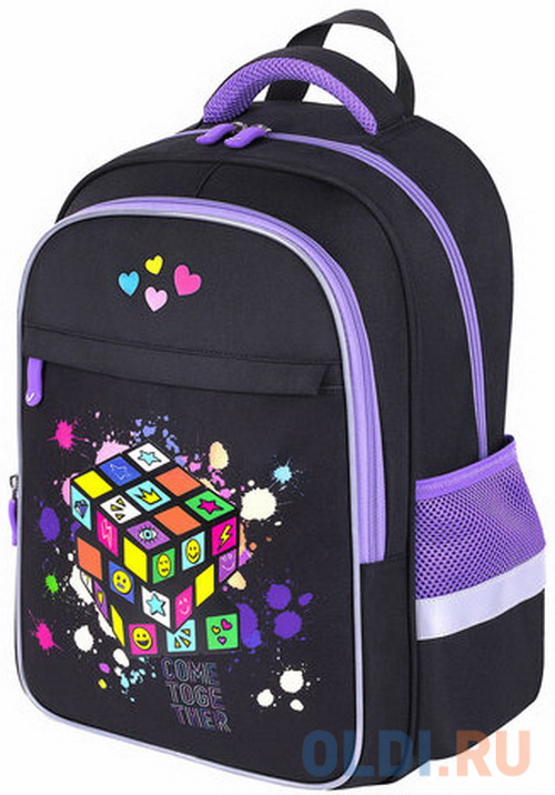 

Рюкзак BRAUBERG "Bright cube" 17 л черный сиреневый