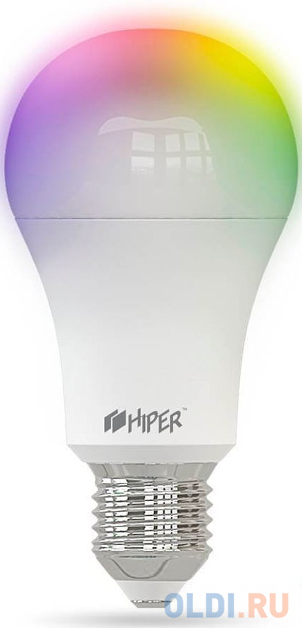 

Умная LED E27 лампочка Wi-Fi HIPER IoT A61 RGB цветная