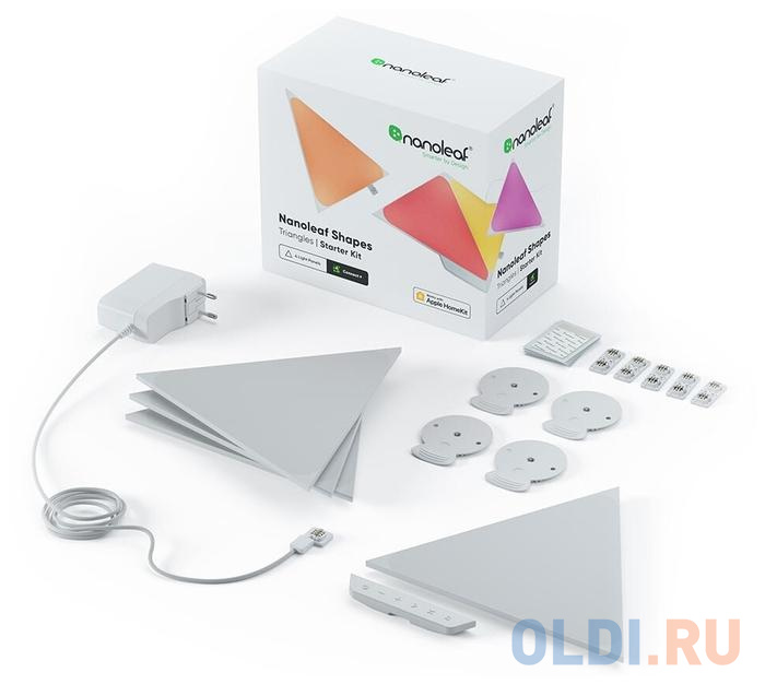 

Светодиодный светильник Nanoleaf Shapes Triangles Starter Kits. Состоит из 4 независимых светодиодных панелей.