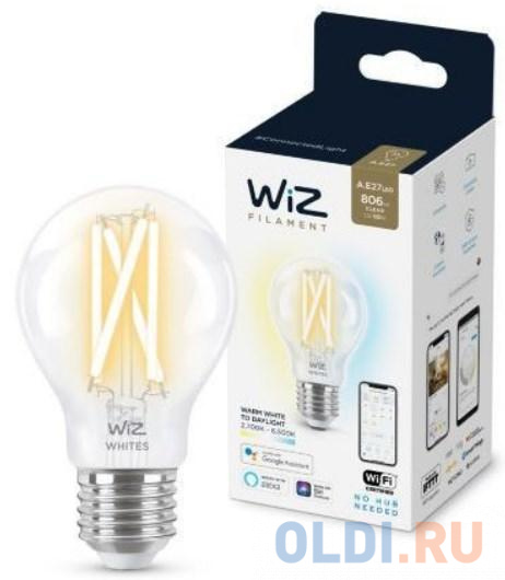 Лампа светодиодная WiZ Wi-Fi BLE 60WA60E27927-65CL1PF/6 фото