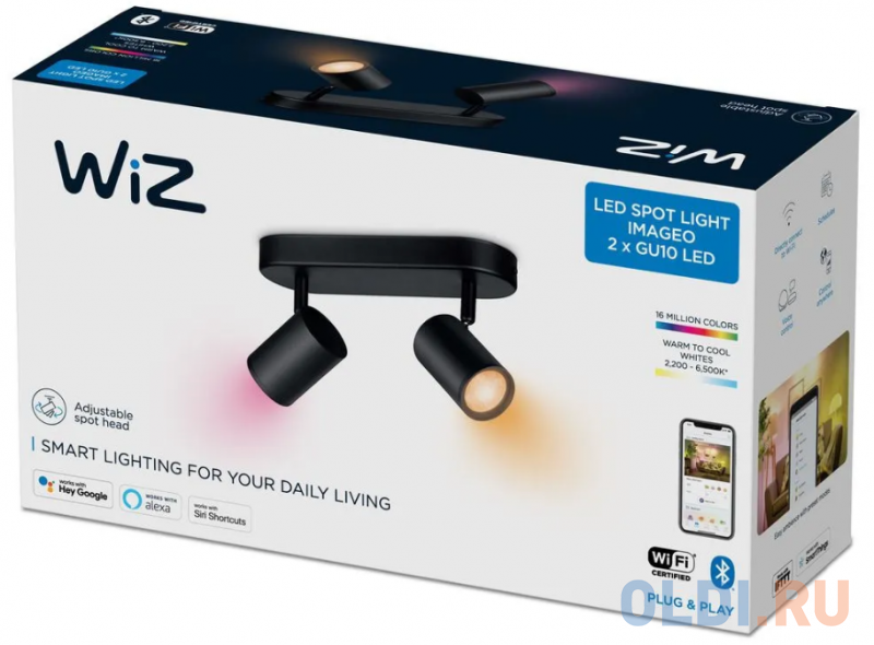 Светильник IMAGEO WiZ Spots 2x5W B 22-65K RGB фото