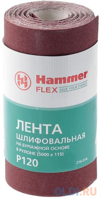 

Лента шлиф. Hammer Flex 216-014 115х5м P120 бум. основа, рулон