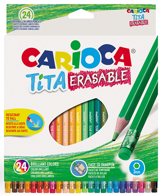 

Набор цветных карандашей CARIOCA Tita Erasable 24 шт