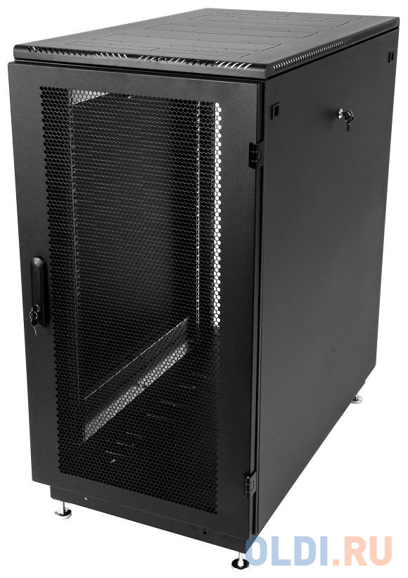 Шкаф телекоммуникационный напольный 27U (600x1000) дверь перфорированная 2 шт., цвет чёрный