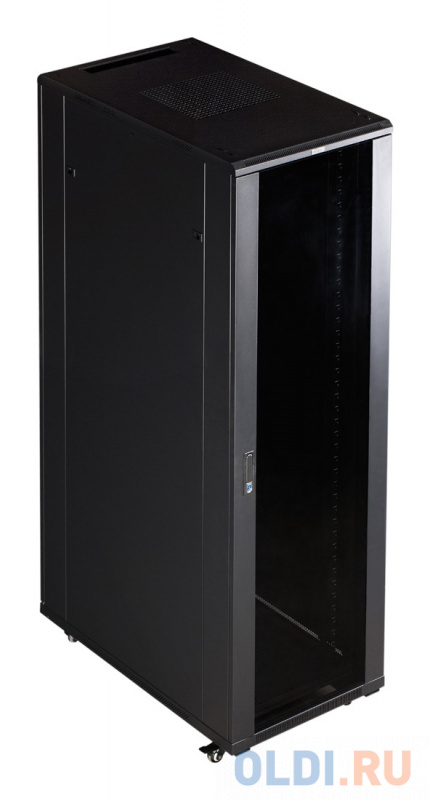 Шкаф коммутационный Lanmaster (TWT-CBB-27U-6X6-G1) 27U 600x600мм пер.дв.стекл задн.дв.спл.стал.лист 2-хст. 2 бок.пан. 800кг черный IP20 фото