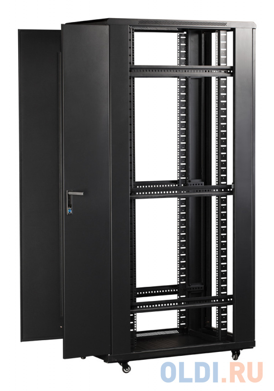 Шкаф коммутационный Lanmaster (TWT-CBB-27U-6X6-G1) 27U 600x600мм пер.дв.стекл задн.дв.спл.стал.лист 2-хст. 2 бок.пан. 800кг черный IP20 фото